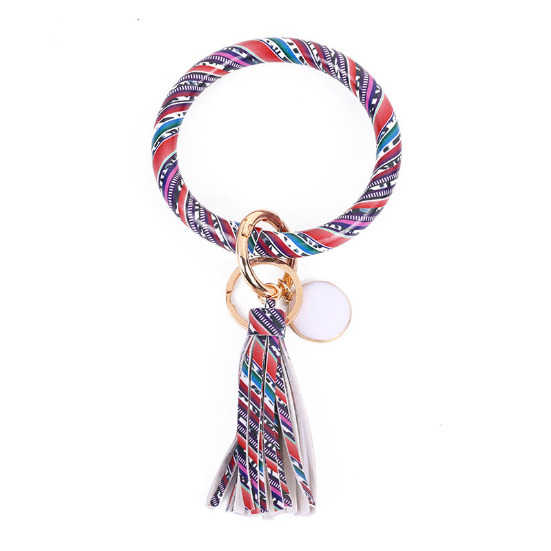 WholesalePU Leather Tassel Bracelet Keychain